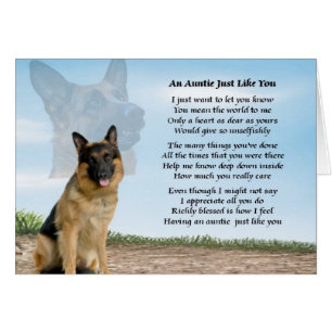 Auntie dikt - German Shepherd Hund Hälsningskort