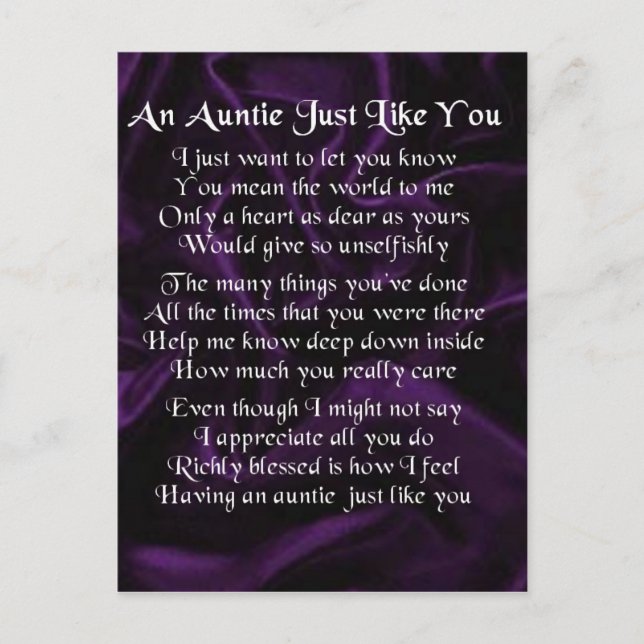 Auntie Dikt - Lila Vykort (Framsida)
