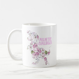 Auntie Dinosaur Blommigt Flower Birthday Gifts Kaffemugg