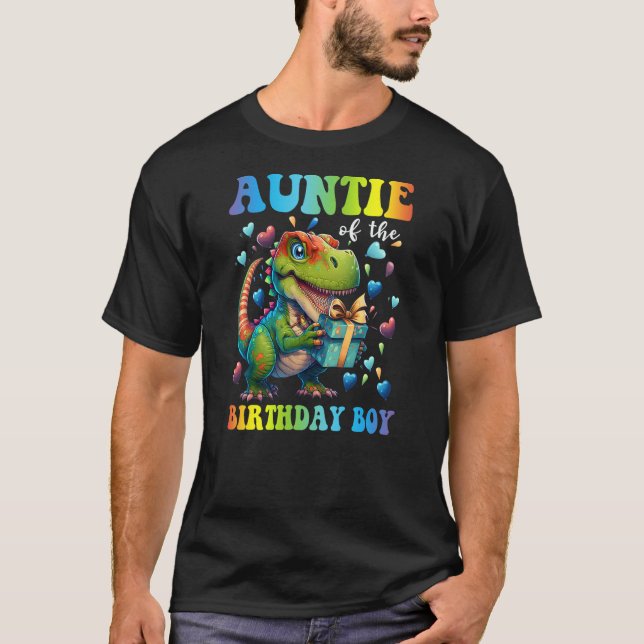 Auntie Dinosaur Shirt Funny Cute Birthday Boy Fami T Shirt (Framsida)