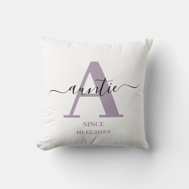 Auntie Elegant Script Monogram Kudde (Framsida)