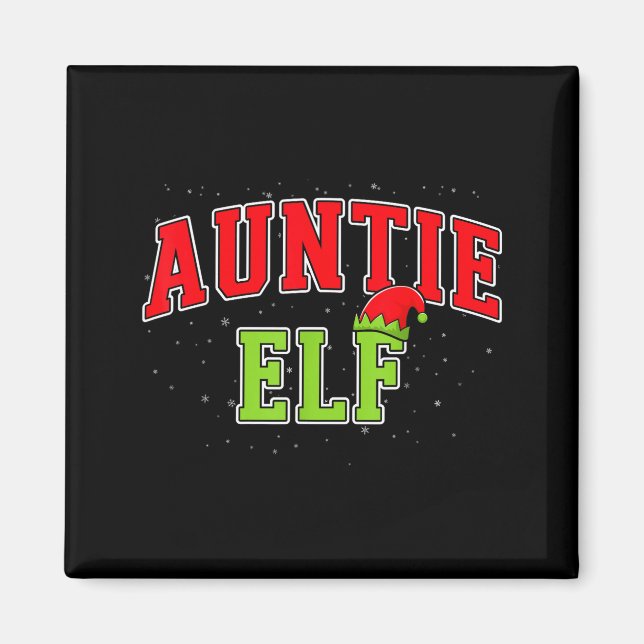 Auntie Elf Christmas Family Matching Group Xmas Si Magnet (Framsidan)