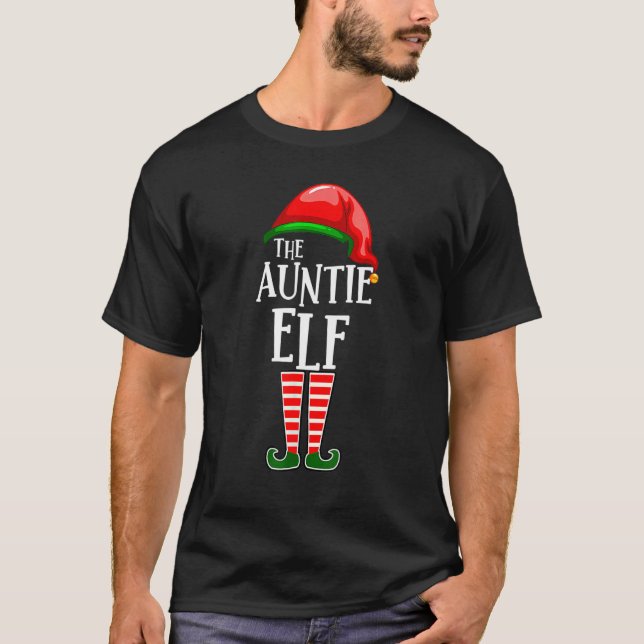 Auntie Elf Matching Family Group jul Party P T Shirt (Framsida)