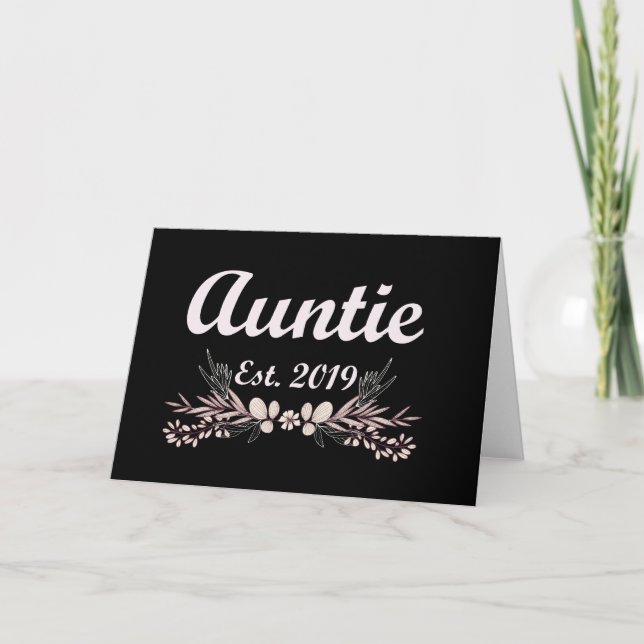 Auntie Est. 2019 Ny Blommigt i första Moster Kort (Framsida)