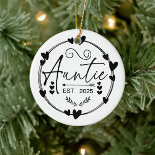 Auntie Est 2024 Gravid Announcement Moster Funny Julgransprydnad Keramik