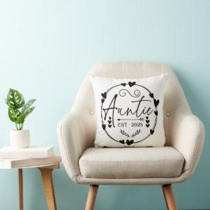 Auntie Est 2024 Gravid Announcement Moster Funny Kudde
