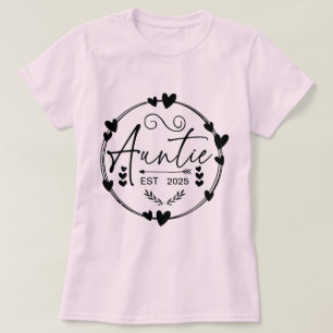 Auntie Est 2025 Gravid Announcement Moster Funny T Shirt
