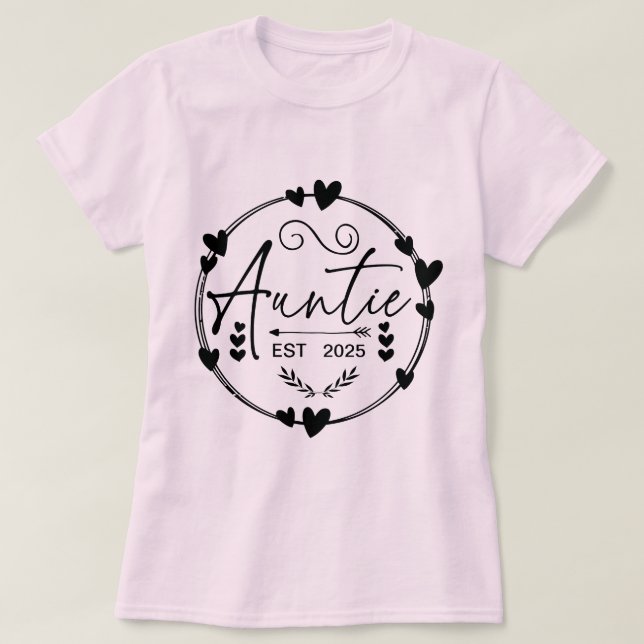 Auntie Est 2025 Gravid Announcement Moster Funny T Shirt (Design framsida)