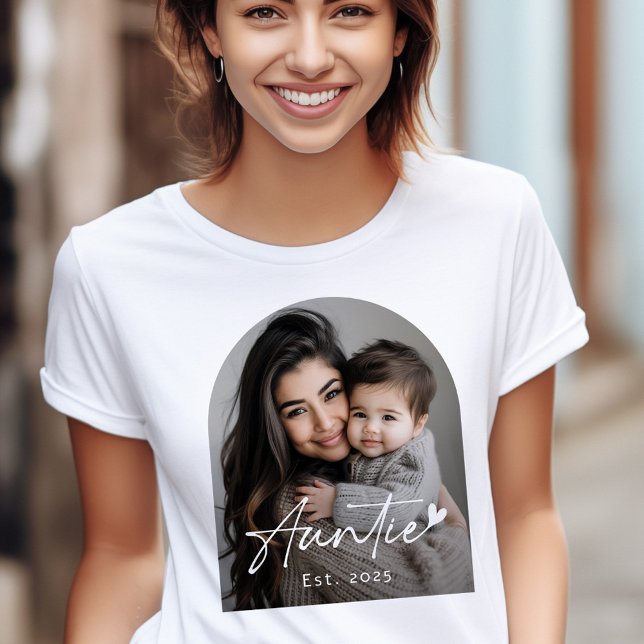 Auntie Est-årets handskrivet manushjärta T Shirt (Auntie Est year handwritten script heart T-Shirt)