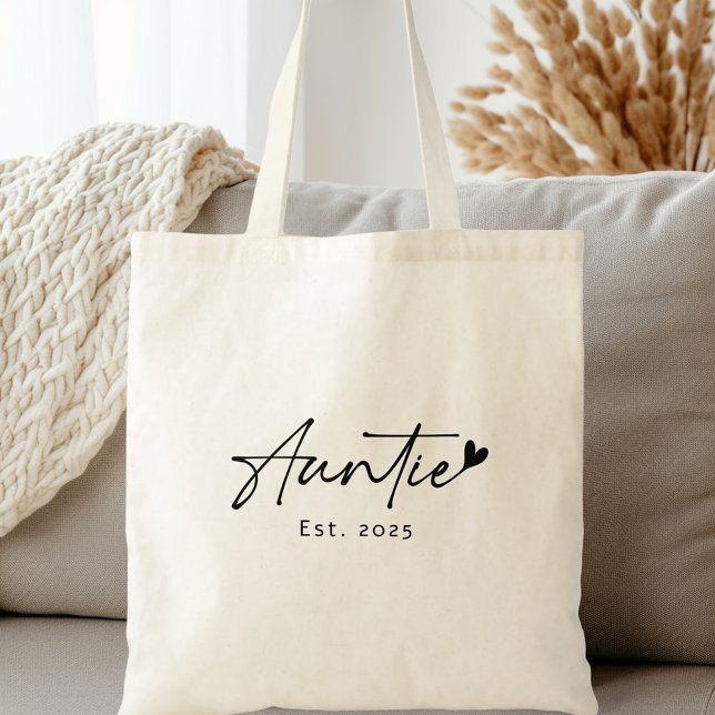 Auntie Est-årets handskrivet manushjärta Tygkasse (Auntie Est year handwritten script heart Tote Bag)