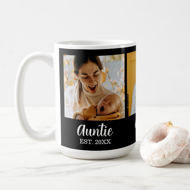 Auntie Established Script Black 3 Photo Coffee Kaffemugg (Med munk)