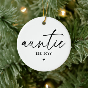Auntie Etablerad Elegant Typography New Moster Julgransprydnad Keramik