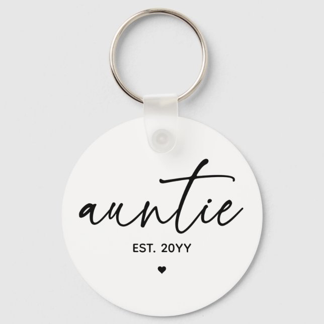 Auntie Etablerad Elegant Typography New Moster Nyckelring (Framsida)