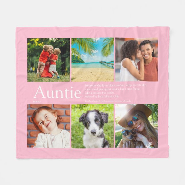 Auntie Faster Definition Foto Collage Rosa Fleecefilt (Framsidan (Horisontell))