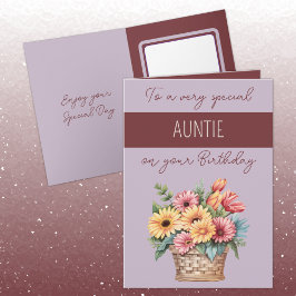 Auntie gerbera lila burgundy-födelsedag kort