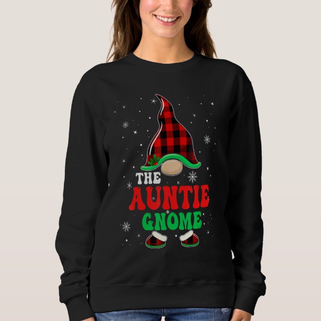 Auntie Gnome Buffalo Plaid Matching Family Christm T Shirt (Framsida)