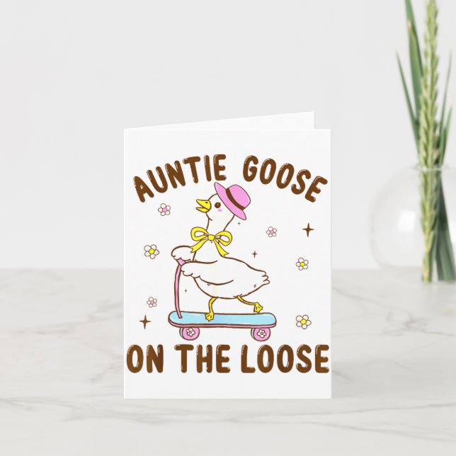 Auntie Goose On The Loose Funny Birthday Matching  Kort (Framsida)