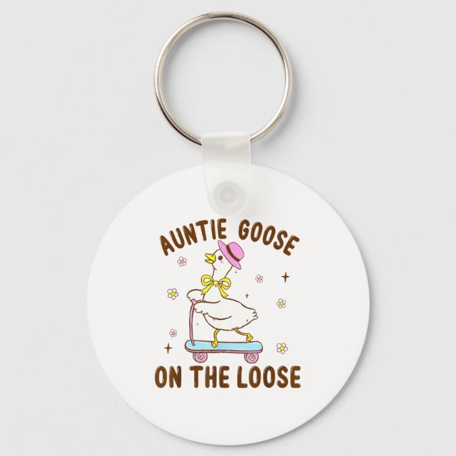 Auntie Goose On The Loose Funny Birthday Matching  Nyckelring (Framsida)