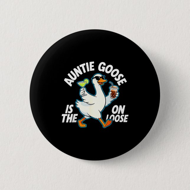 Auntie Goose On The Loose Funny Drinking Gift  Knapp (Framsida)