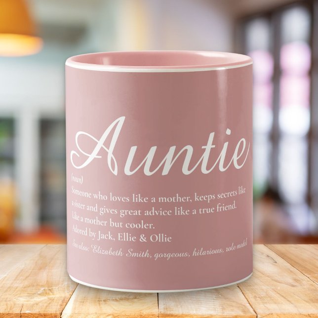 Auntie Moster Script Definition Dusty Ro Rosa Två-Tonad Mugg (Skapare uppladdad)