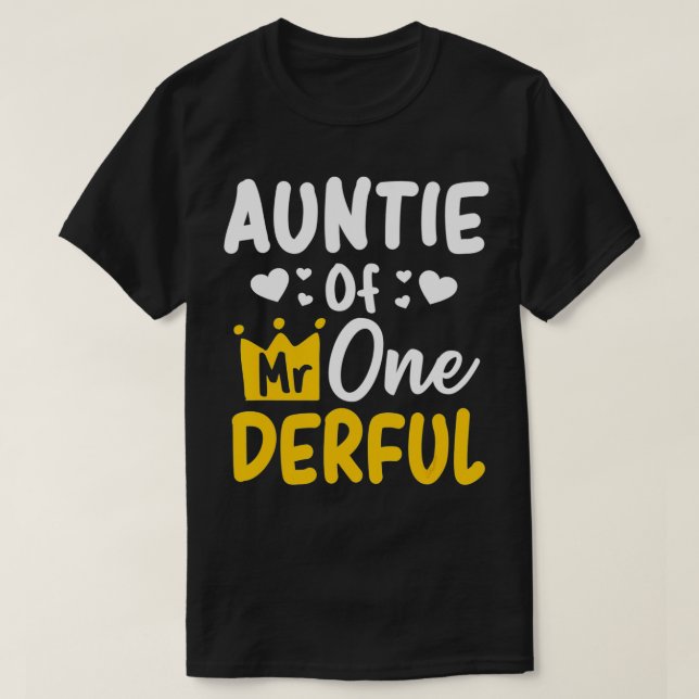 Auntie of Mr Onederful 1st Party Matching Family  T Shirt (Design framsida)