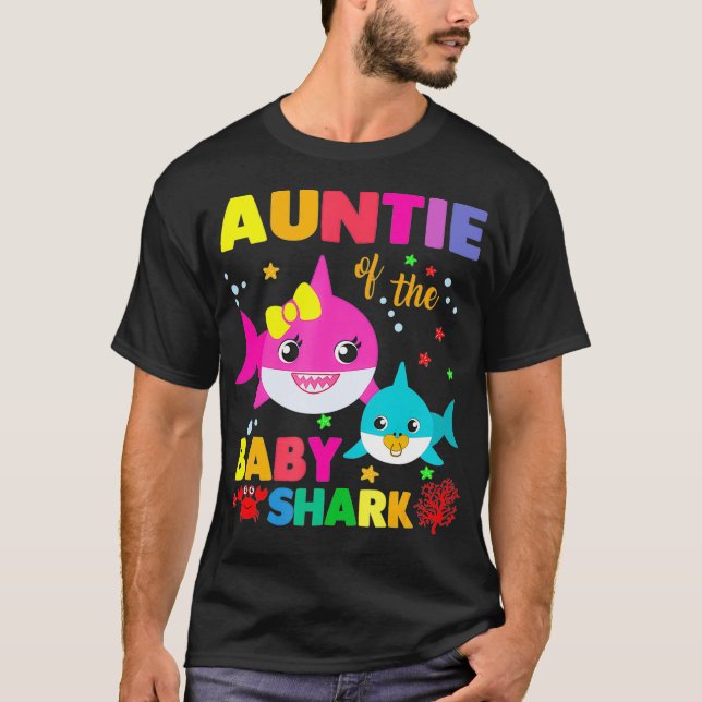 Auntie of the Baby Shark Birthday Auntie Shark _1 T Shirt (Framsida)
