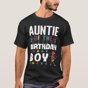 Auntie of the Birthday Boy Autism Awareness Puzzle T Shirt