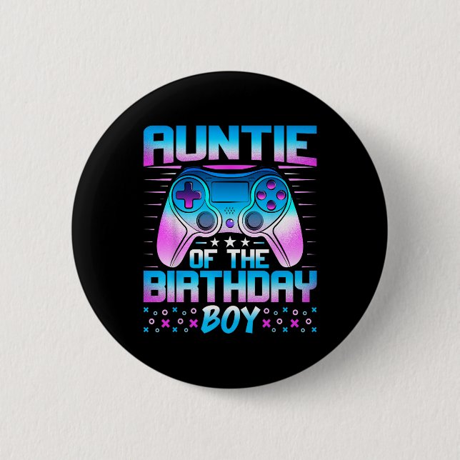 Auntie of the Birthday Boy - Matching Video Game B Knapp (Framsida)