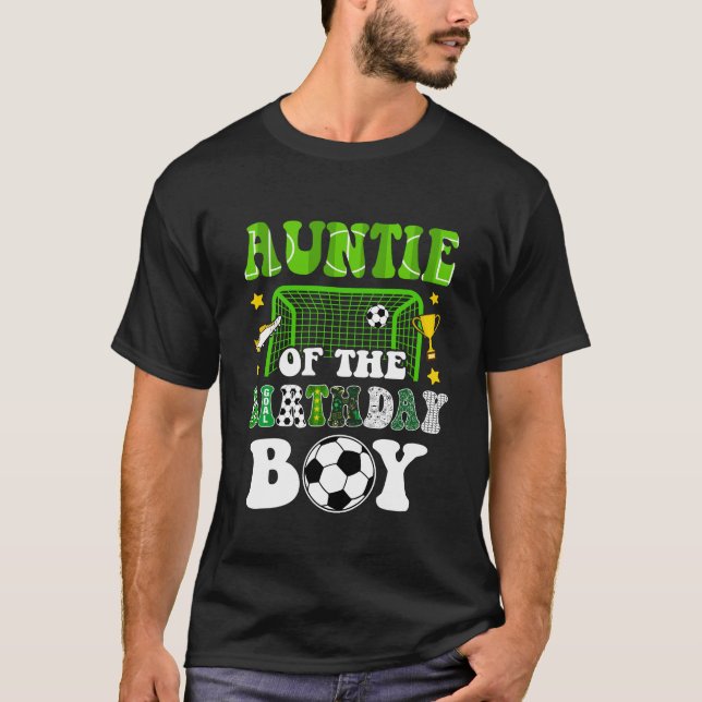Auntie of the Birthday Boy SoccFamily Party Mat T Shirt (Framsida)