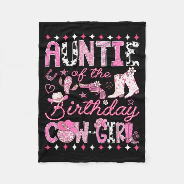 Auntie Of The Birthday Cowgirl Nk Rodeo Western Di Fleecefilt (Framsidan)