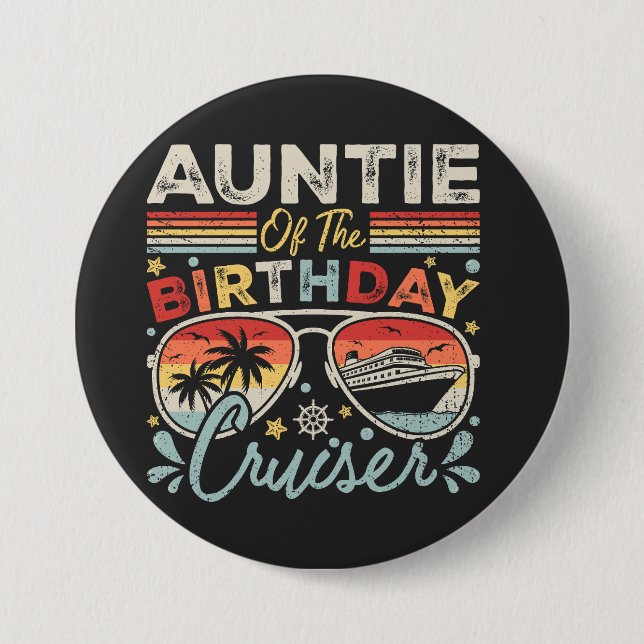 Auntie of the Birthday Cruiser Vacation Round Knapp (Framsida)