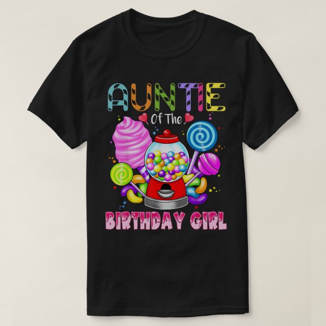 Auntie of the Birthday Girl Candyland Candy Birthd T Shirt (Design framsida)