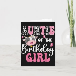 Auntie of the Birthday Girl Cow 1:a födelsedagen Kort