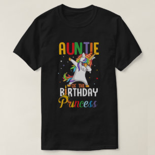 Auntie of the Birthday Girl Dabbing Unicorn Party T Shirt