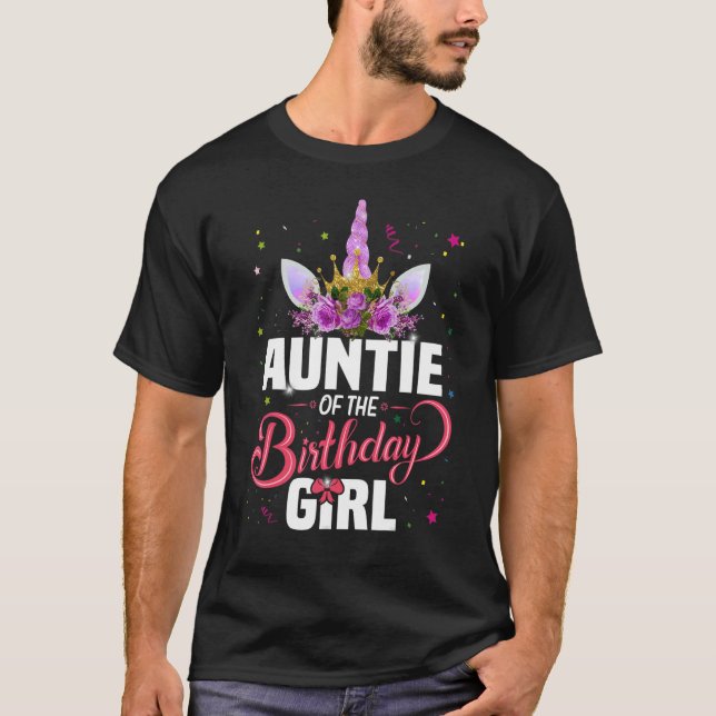Auntie of the Birthday Girl Matching Party T Shirt (Framsida)