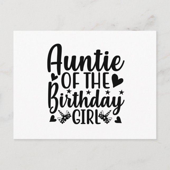 Auntie of the birthday girl vykort (Framsida)