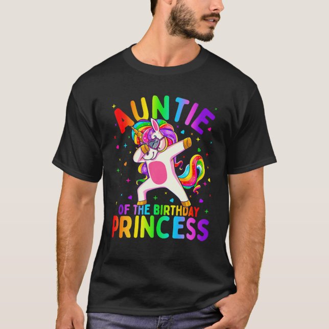 Auntie of the Birthday Princess Girl Dabbing Unico T Shirt (Framsida)