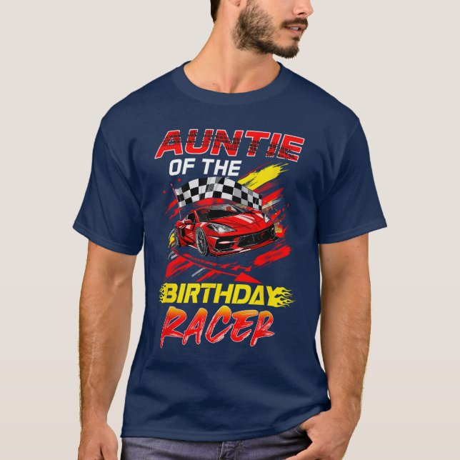 Auntie of the Birthday Racer Party Mat T Shirt (Framsida)