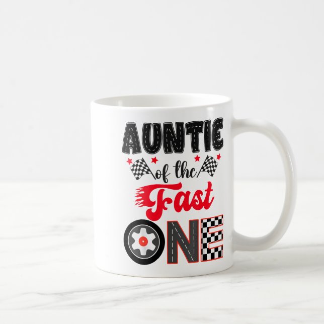 Auntie Of The Fast One Car Racing Dad 1st Birthday Kaffemugg (Höger)