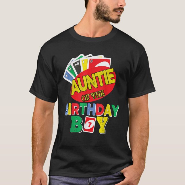Auntie of the Uno Birthday Boy Uno 7:e Birthday Bo T Shirt (Framsida)