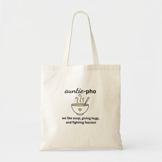 Auntie-Pho Soppa Noodles Hugs antifascism Tygkasse (Framsidan)