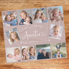 Auntie Photo Collage Script Cute Heart Modern Fleecefilt