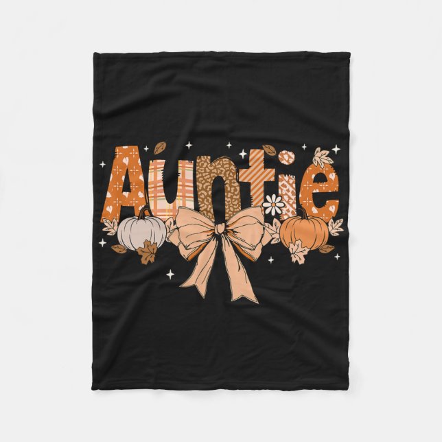 Auntie Pumpkin Fall Coquette Bow Thanksgiving Mamm Fleecefilt (Framsidan)