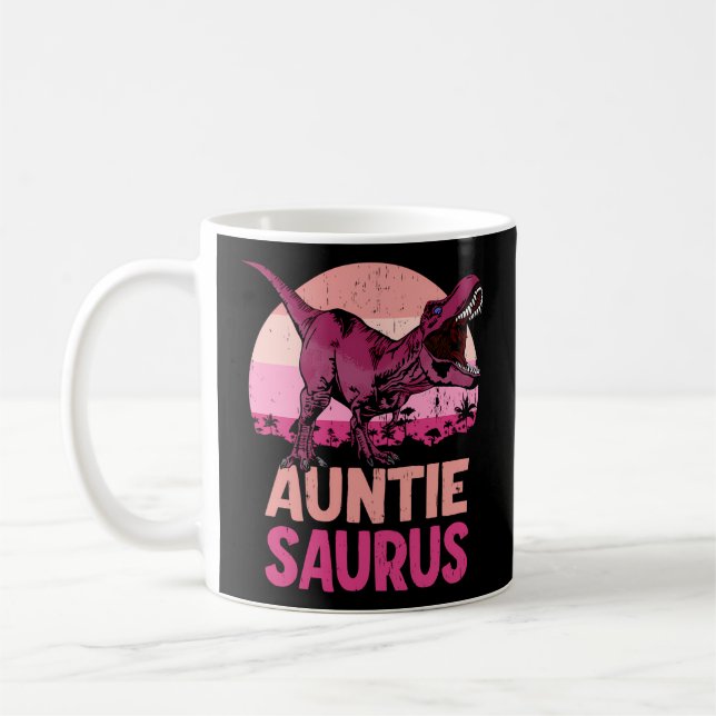 Auntie Saurus Auntiesaurus Dinosaur Family Kaffemugg (Vänster)