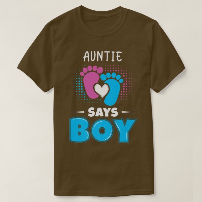 Auntie Says Boy Baby Gender Reveal Outfit Pregnanc T Shirt (Design framsida)