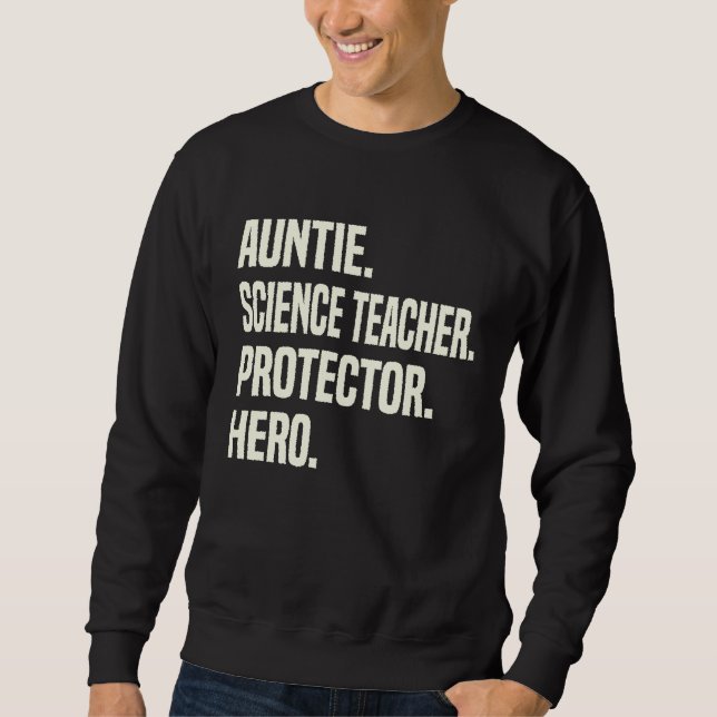 Auntie Science Teacher Protector Hero Aunt Profess Lång Ärmad Tröja (Framsida)