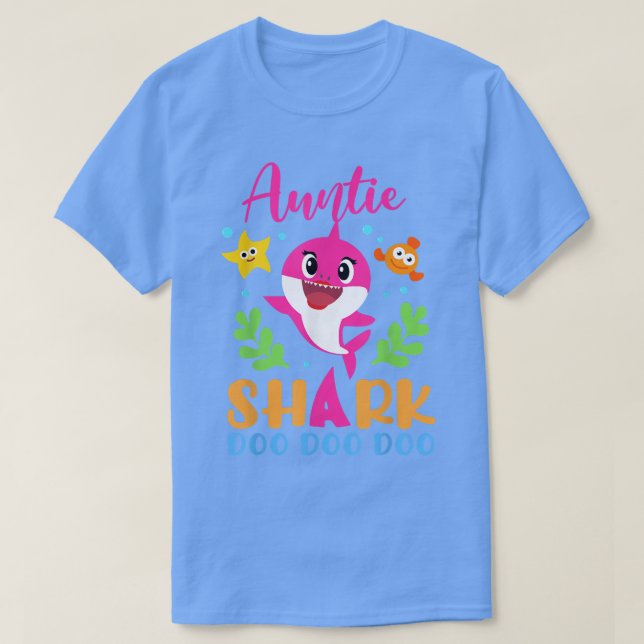 Auntie Shark Auntie Shark Älskare Family Mammor Da T Shirt (Design framsida)