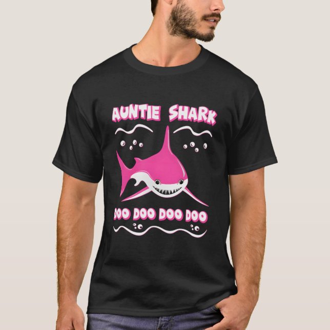 Auntie Shark Familjen T Shirt (Framsida)