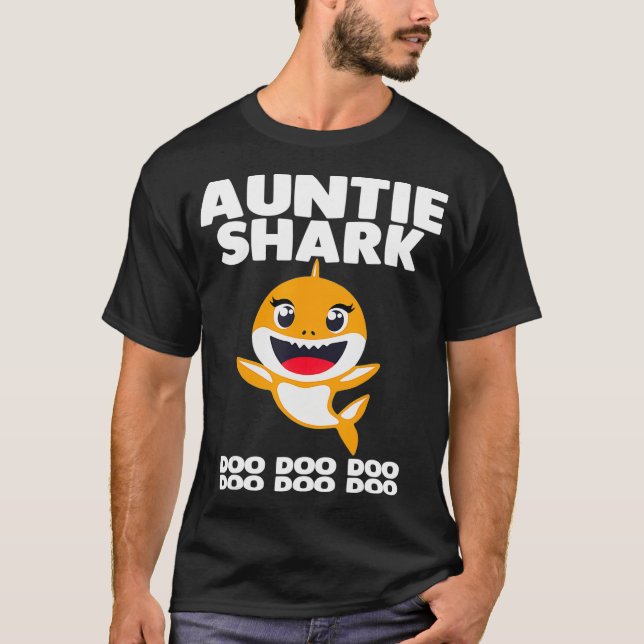 Auntie Shark Gift Cute Baby Shark Design Family Se T Shirt (Framsida)