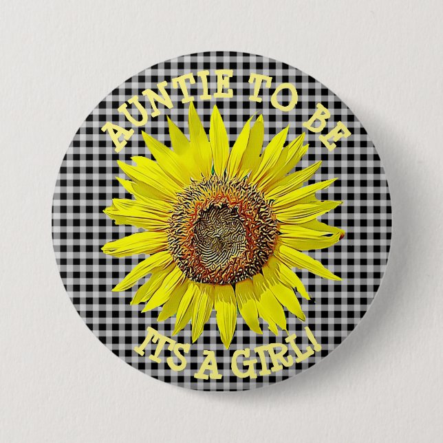 Auntie som är, DESS en FLICKAsolrosbaby shower Knapp (Framsida)